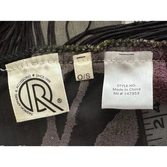 Sheer Velvet Burnout Floral Fringe Kimono Duster Black Whimsigoth Festival - Picture 6 of 6